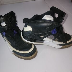 Jordan Black and White Sneakers with Purple Accents